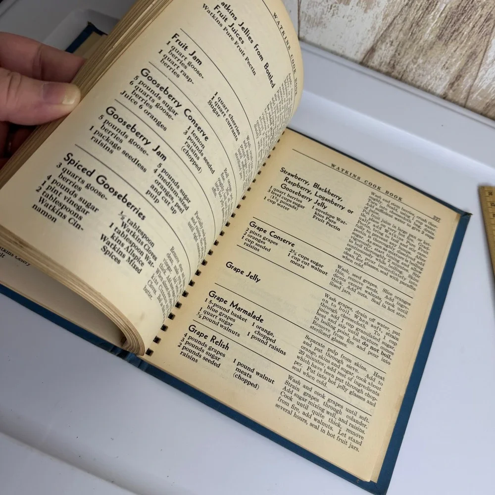 Vintage Watkins Cook Book by Elaine Allen J.R. Watkins Co. Blue Spiral Bound